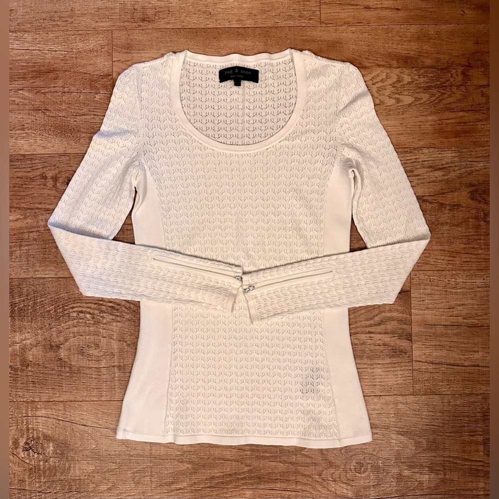Rag & Bone White Long Sleeve Top Size XS